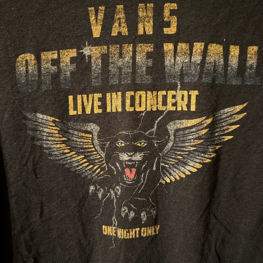 Vans Women's Black Short Sleeve Tee panther with wings graphic
